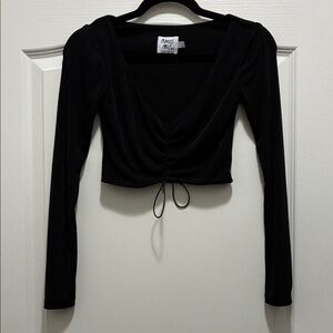 Princess Polly Black Ruched Crop Top
